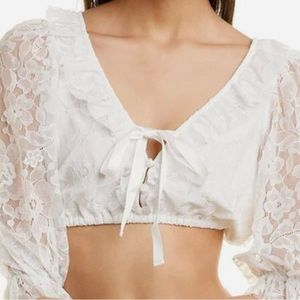 For Love and Lemons Floral Lace Crop Top